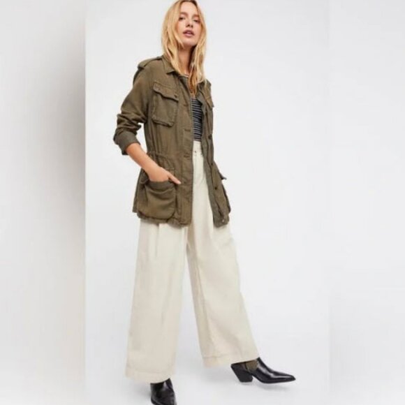 Free People Not Your Brothers Surplus Jacket Utility Military Green Size S EUC - Picture 2 of 11